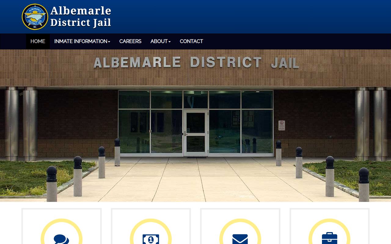 Albemarle District Jail website with its official inmate lookup link