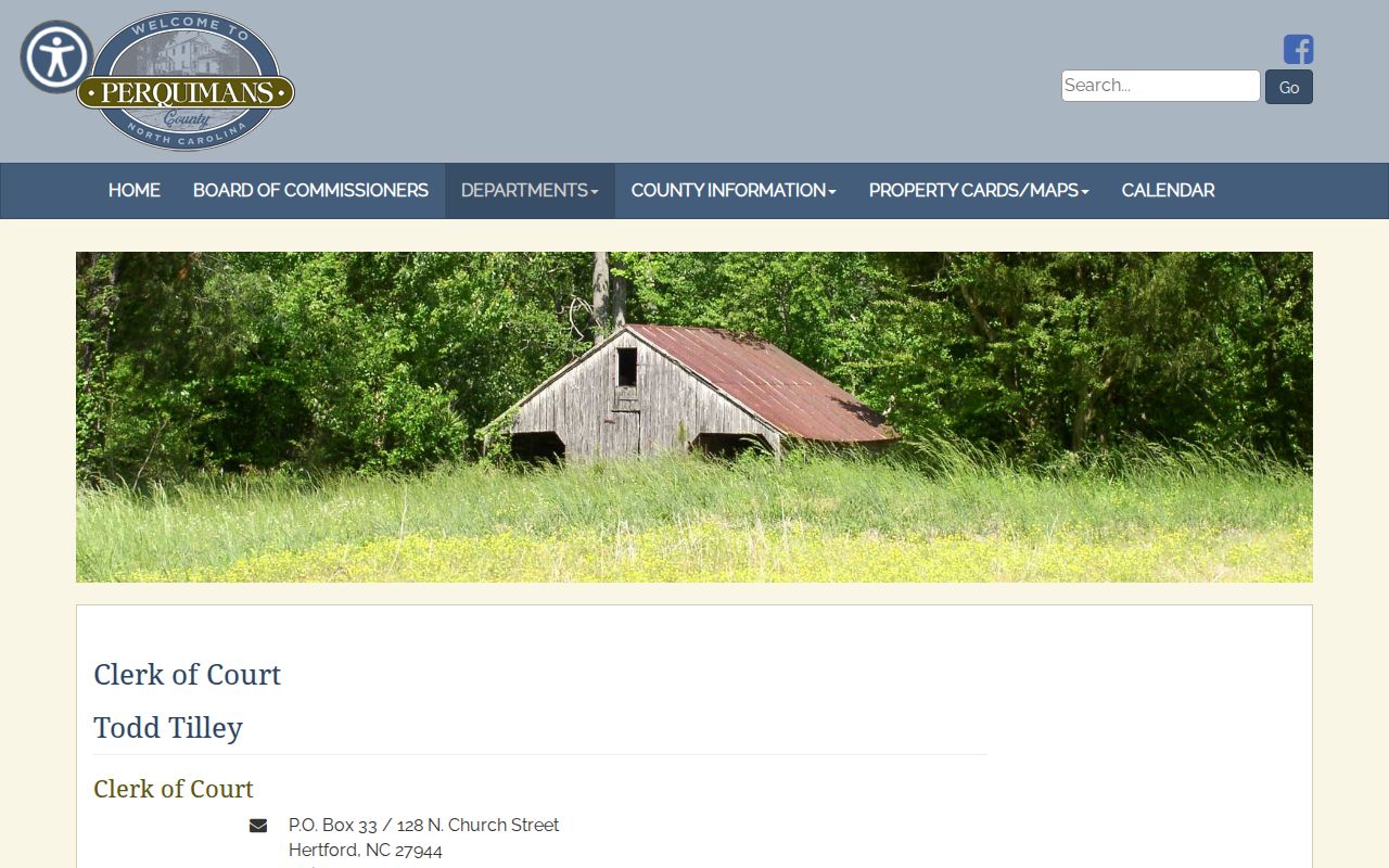 Perquimans County Clerk of Superior Court official contact page