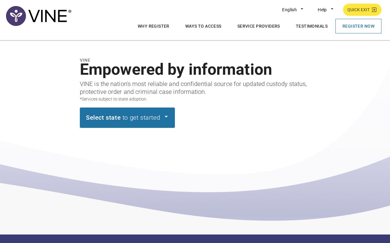 VINELink custody search screen for North Carolina