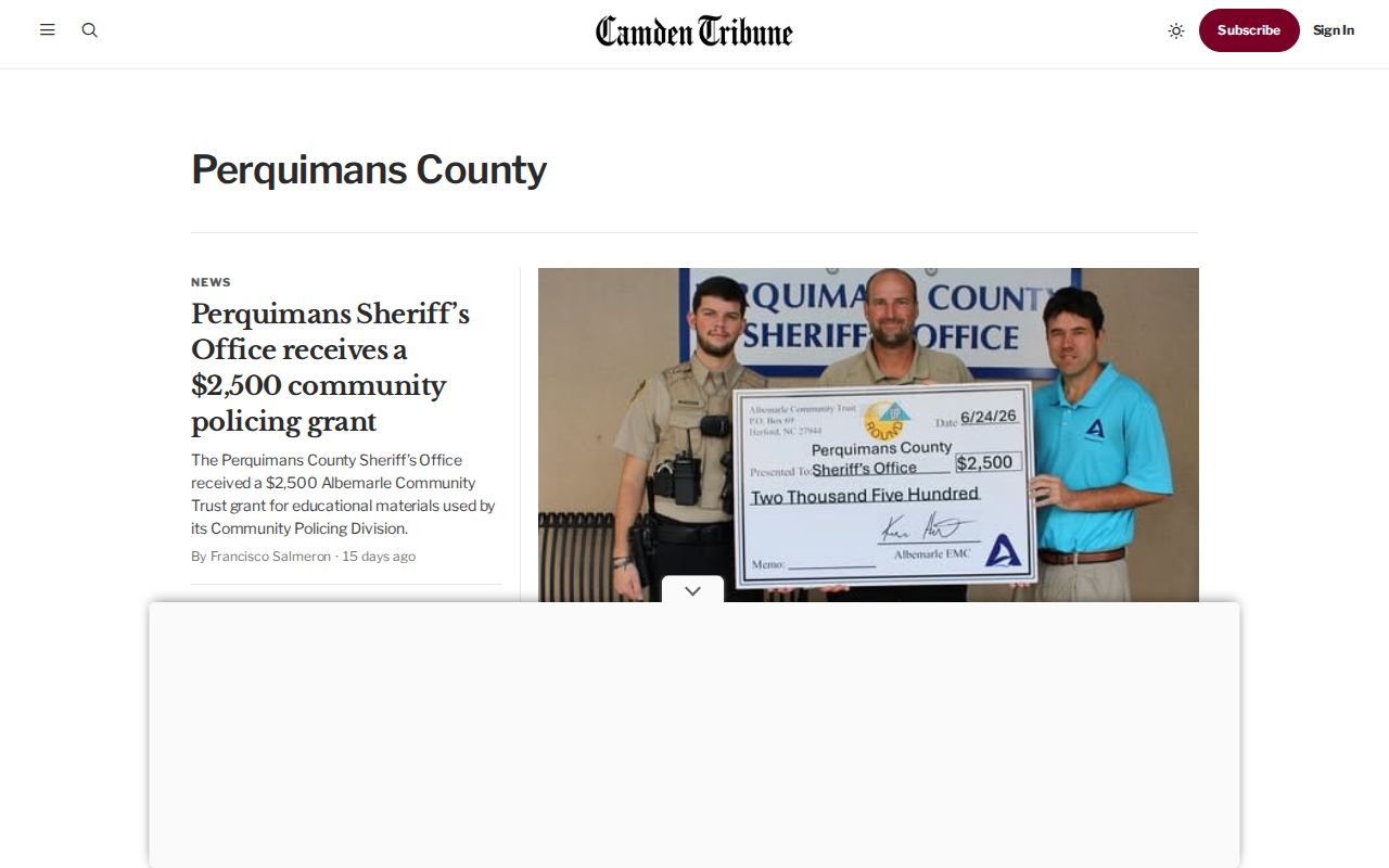 Camden Tribune Perquimans County regional news index